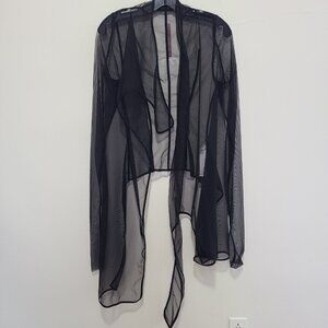 RICK OWENS LILIES Mech Tulle Cardigan Top Sheer Overlay Black Size US 4